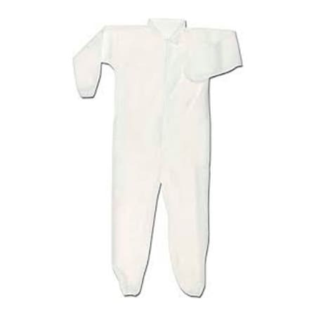 Keystone Safety HD Polypropylene Coverall, Elastic Wrists & Ankles, Zipper Front, Single Collar, White, 4XL, 25/CS CVL-NW-HD-E-4XL